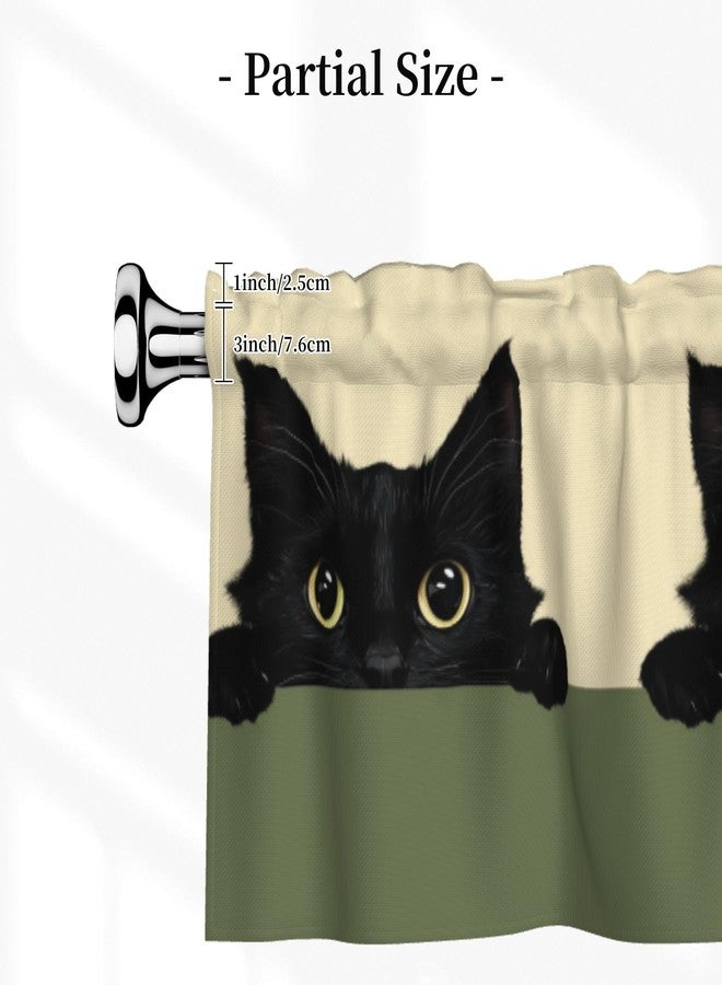 DZGlobal Cat Valances for Windows - Black Cats Cafe Curtains Animal Short Curtains for Living Room Bathroom Bedroom Basement - Image 3